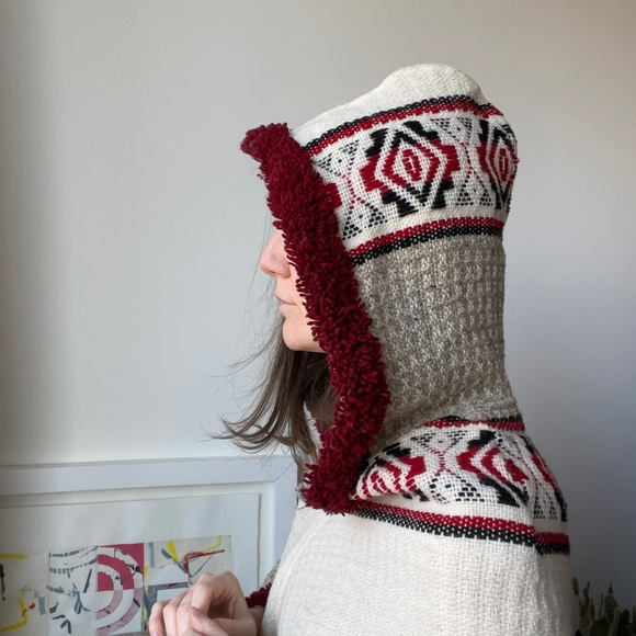 Vintage Milmarte wool woven hooded poncho / approx Xs/S - Picture 7 of 10